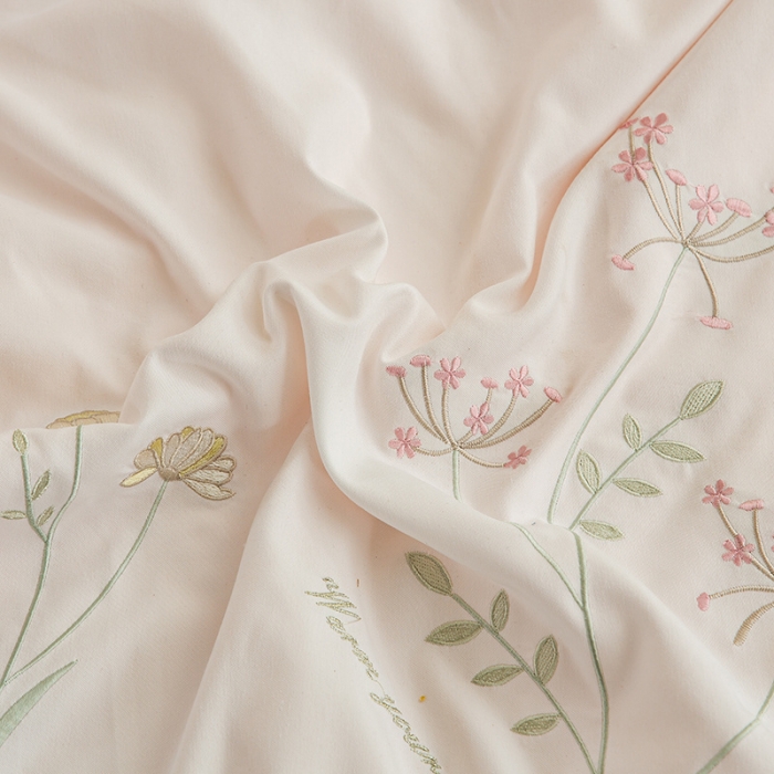 91家纺网 家纺一手货源 找家纺 涵宸 2022水洗氧棉刺绣四件套 花仙子— 奶白