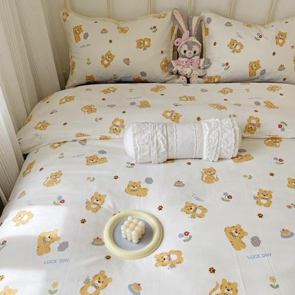 91家纺网 家纺一手货源 找家纺 2022 千朵新款双层纱全棉四件套纯棉四件套 乖乖虎