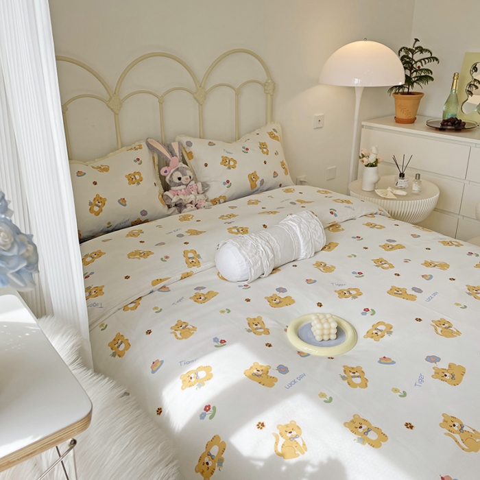 91家纺网 家纺一手货源 找家纺 （总）2022 千朵新款双层纱全棉四件套纯棉四件套