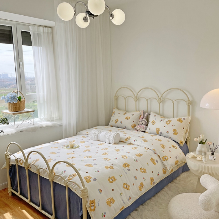 91家纺网 家纺一手货源 找家纺 2022 千朵新款双层纱全棉四件套纯棉四件套 乖乖虎