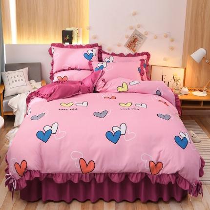 91家纺网 家纺一手货源 找家纺 （总）美莱家纺 2022韩版小清新加厚磨毛床裙四件套