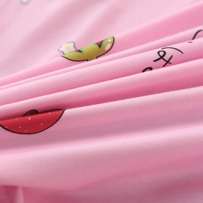 91家纺网 家纺一手货源 找家纺 美莱家纺 2022韩版小清新加厚磨毛床裙四件套 草莓甜心