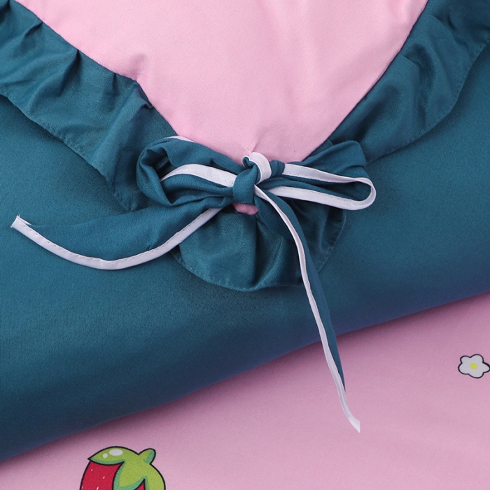 91家纺网 家纺一手货源 找家纺 美莱家纺 2022韩版小清新加厚磨毛床裙四件套 草莓甜心