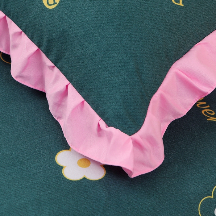 91家纺网 家纺一手货源 找家纺 美莱家纺 2022韩版小清新加厚磨毛床裙四件套 花朵