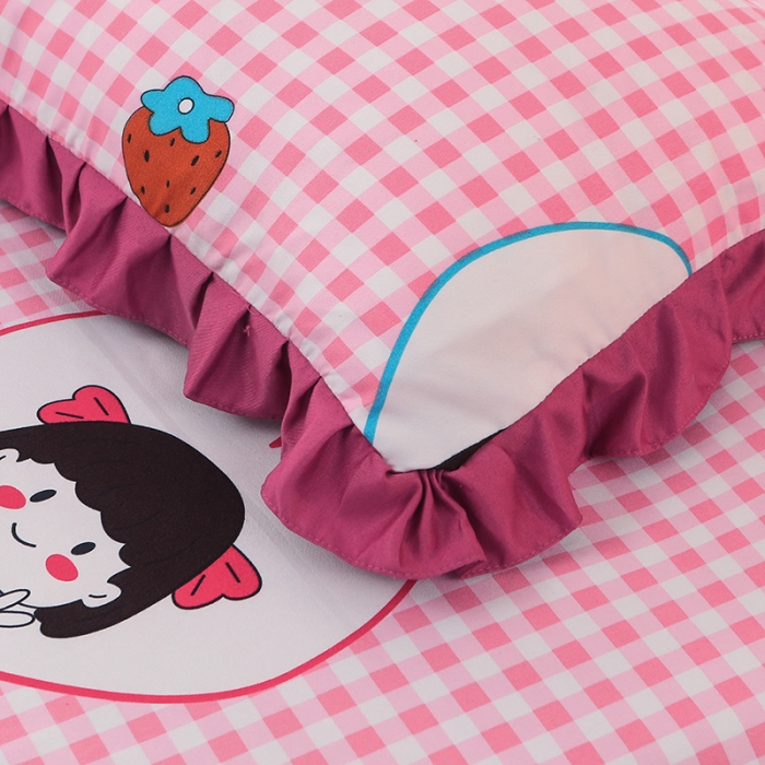 91家纺网 家纺一手货源 找家纺 美莱家纺 2022韩版小清新加厚磨毛床裙四件套 花花姑娘