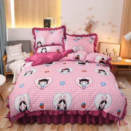 美莱家纺 2022韩版小清新加厚磨毛床裙四件套 花花姑娘