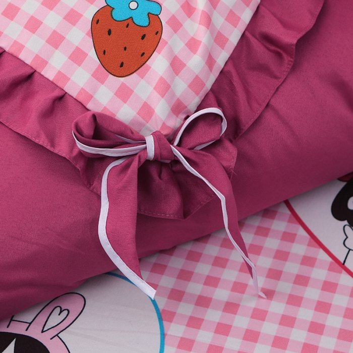 91家纺网 家纺一手货源 找家纺 美莱家纺 2022韩版小清新加厚磨毛床裙四件套 花花姑娘