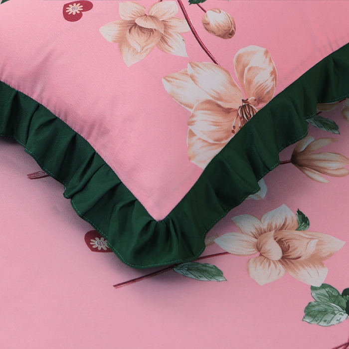 91家纺网 家纺一手货源 找家纺 美莱家纺 2022韩版小清新加厚磨毛床裙四件套 锦绣未央