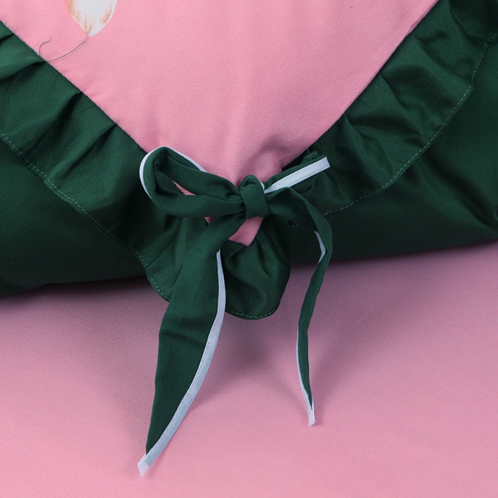 91家纺网 家纺一手货源 找家纺 美莱家纺 2022韩版小清新加厚磨毛床裙四件套 锦绣未央