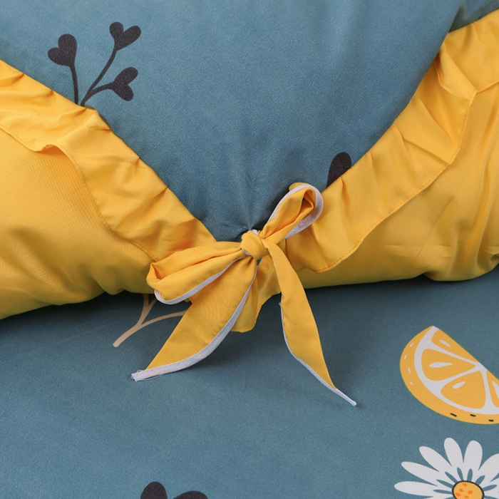 91家纺网 家纺一手货源 找家纺 美莱家纺 2022韩版小清新加厚磨毛床裙四件套 柠檬酸