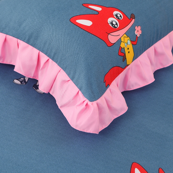 91家纺网 家纺一手货源 找家纺 美莱家纺 2022韩版小清新加厚磨毛床裙四件套 喜气洋洋