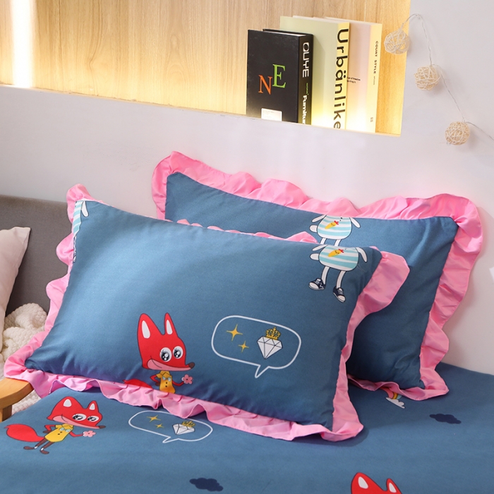 91家纺网 家纺一手货源 找家纺 美莱家纺 2022韩版小清新加厚磨毛床裙四件套 喜气洋洋