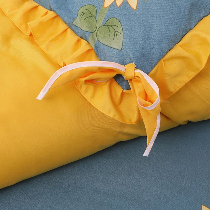 91家纺网 家纺一手货源 找家纺 美莱家纺 2022韩版小清新加厚磨毛床裙四件套 向日葵