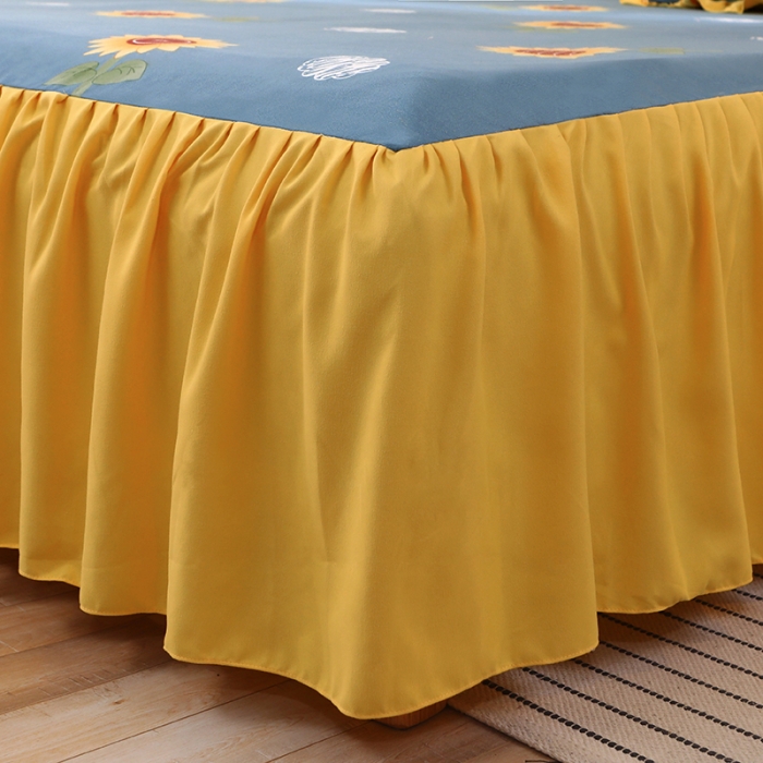 91家纺网 家纺一手货源 找家纺 美莱家纺 2022韩版小清新加厚磨毛床裙四件套 向日葵