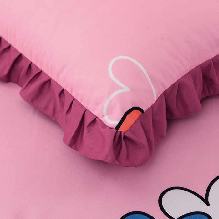 91家纺网 家纺一手货源 找家纺 美莱家纺 2022韩版小清新加厚磨毛床裙四件套 心心相印