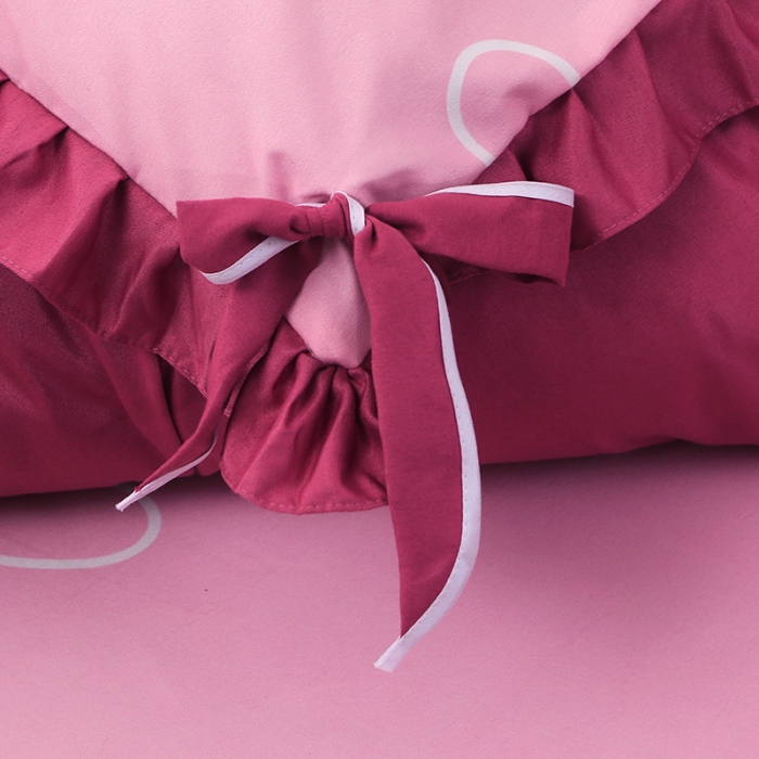 91家纺网 家纺一手货源 找家纺 美莱家纺 2022韩版小清新加厚磨毛床裙四件套 心心相印