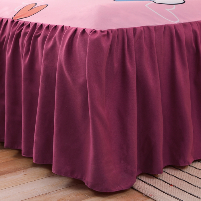 91家纺网 家纺一手货源 找家纺 美莱家纺 2022韩版小清新加厚磨毛床裙四件套 心心相印