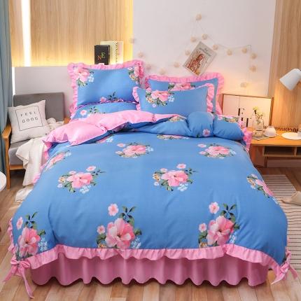 美莱家纺 2022韩版小清新加厚磨毛床裙四件套 一生拥有