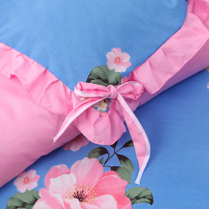 91家纺网 家纺一手货源 找家纺 美莱家纺 2022韩版小清新加厚磨毛床裙四件套 一生拥有