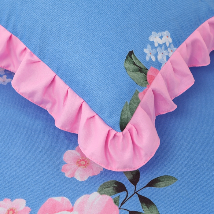 91家纺网 家纺一手货源 找家纺 美莱家纺 2022韩版小清新加厚磨毛床裙四件套 一生拥有