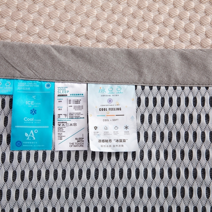 91家纺网 家纺一手货源 找家纺 凡客家居2022新款A类针织面料超凉感冰豆豆3D按摩冷感凉席 咖