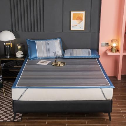 91家纺网 家纺一手货源 找家纺 （总）凡客 2022春夏新品碳光冰丝凉席印花提花宽边冰藤席学生宿舍