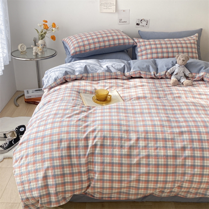 91家纺网 家纺一手货源 找家纺 蓝巢家纺 2022新款全棉色织水洗棉-被套 贝拉粉