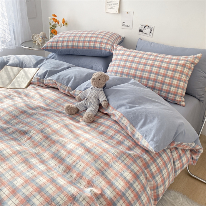 91家纺网 家纺一手货源 找家纺 蓝巢家纺 2022新款全棉色织水洗棉-被套 贝拉粉