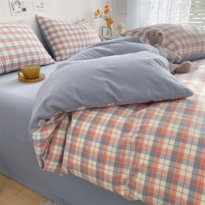 91家纺网 家纺一手货源 找家纺 蓝巢家纺 2022新款全棉色织水洗棉-被套 贝拉粉