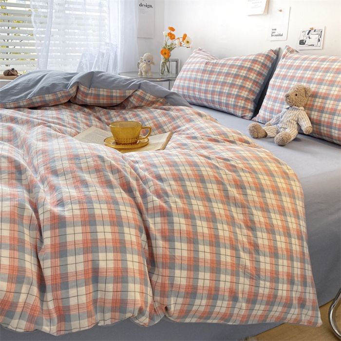 91家纺网 家纺一手货源 找家纺 蓝巢家纺 2022新款全棉色织水洗棉-被套 贝拉粉