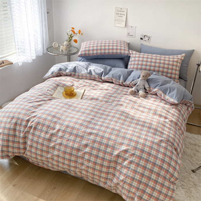 91家纺网 家纺一手货源 找家纺 蓝巢家纺 2022新款全棉色织水洗棉-被套 贝拉粉