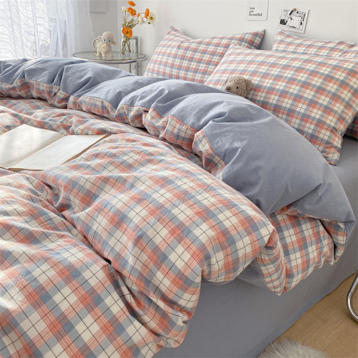 91家纺网 家纺一手货源 找家纺 蓝巢家纺 2022新款全棉色织水洗棉-被套 贝拉粉