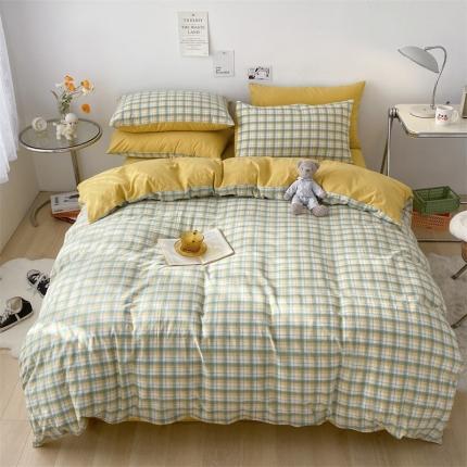 91家纺网 家纺一手货源 找家纺 蓝巢家纺 2022新款全棉色织水洗棉-被套 贝拉绿