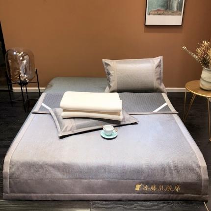 91家纺网 家纺一手货源 找家纺 （总）凡客 2022新款宽边刺绣提花冰藤养生乳胶凉席三件套学生宿舍