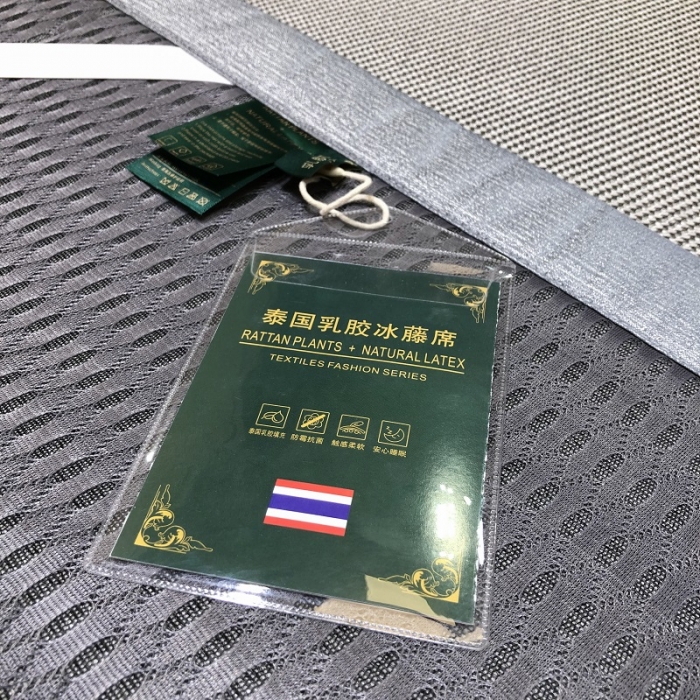 91家纺网 家纺一手货源 找家纺 凡客 2022春夏新品宽边刺绣提花冰藤养生乳胶凉席三件套 冰藤-灰