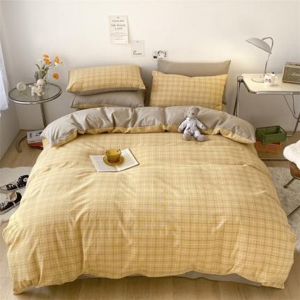 91家纺网 家纺一手货源 找家纺 蓝巢家纺 2022新款全棉色织水洗棉-被套 凯瑟琳黄