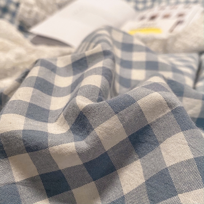 91家纺网 家纺一手货源 找家纺 蓝巢家纺 2022新款全棉色织水洗棉-被套 蓝小格