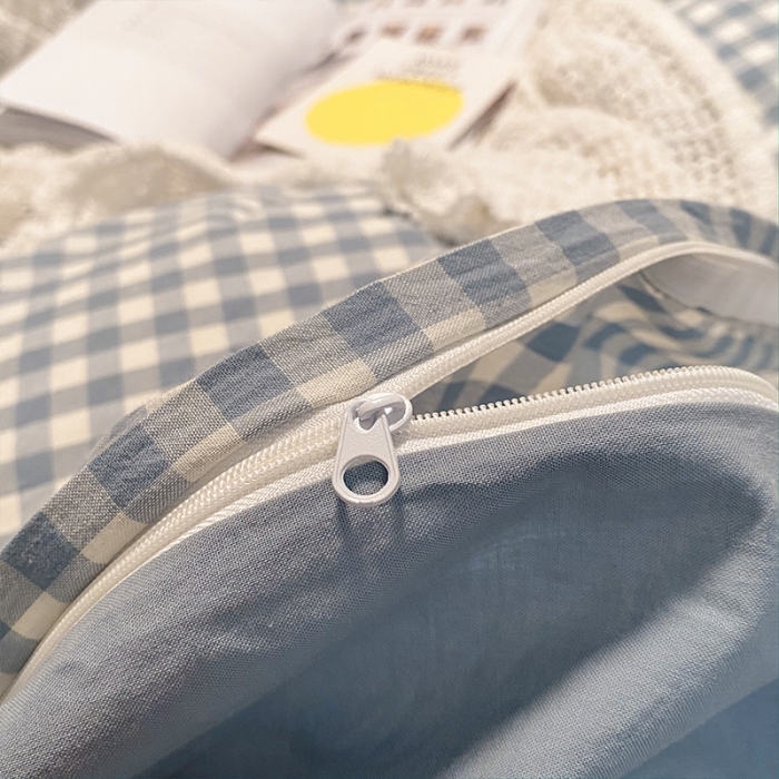 91家纺网 家纺一手货源 找家纺 蓝巢家纺 2022新款全棉色织水洗棉-被套 蓝小格