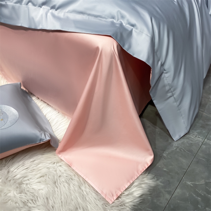 91家纺网 家纺一手货源 找家纺 蓝巢家纺 2022新款水洗真丝四件套 米菲-天空蓝