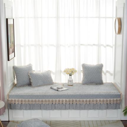 91家纺网 家纺一手货源 找家纺 共鸣沙发垫 2022新款雪尼尔飘窗垫 雪尼尔浅灰