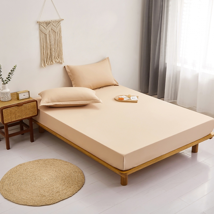 91家纺网 家纺一手货源 找家纺 艾可可家纺2024新款40支13372全棉纯色单床笠 奶茶色