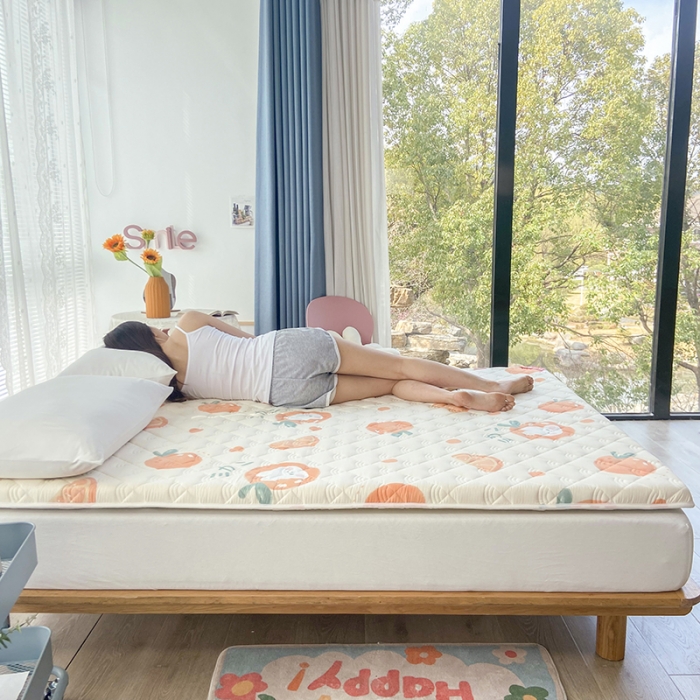 91家纺网 家纺一手货源 找家纺 鑫钰 2023新款小老虎印花抗菌床垫 桔子兔