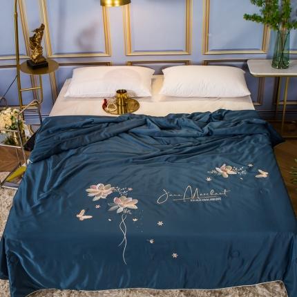 91家纺网 家纺一手货源 找家纺 尚品本色 2023新款天丝绣花夏被夏凉被 荷糖月色（兰）