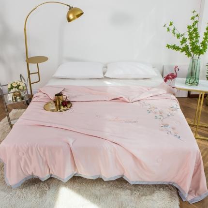 91家纺网 家纺一手货源 找家纺 尚品本色 2023新款天丝绣花夏被夏凉被 一枝独秀（粉）