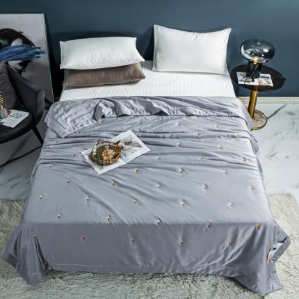 被靠被 2023新款莫代尔烟酰胺刺绣夏被冰激凌系列 浅麻灰