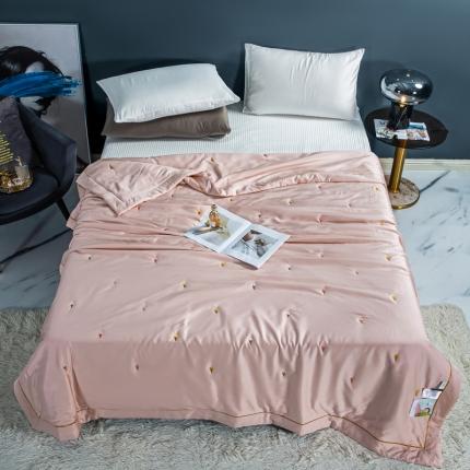 被靠被 2023新款莫代尔烟酰胺刺绣夏被冰激凌系列 杏粉色