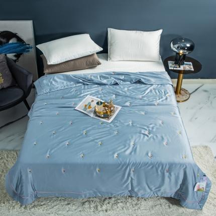 被靠被 2023新款莫代尔烟酰胺刺绣夏被冰激凌系列 云水蓝