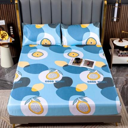 91家纺网 家纺一手货源 找家纺 纽缦 2023新款冰丝凉席三件套床笠款 夏日柠檬