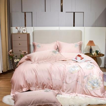 星尚 2022新款100支长绒棉四件套-花开富贵 粉玉