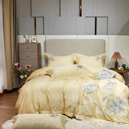 星尚 2022新款100支长绒棉四件套-花开富贵 米黄